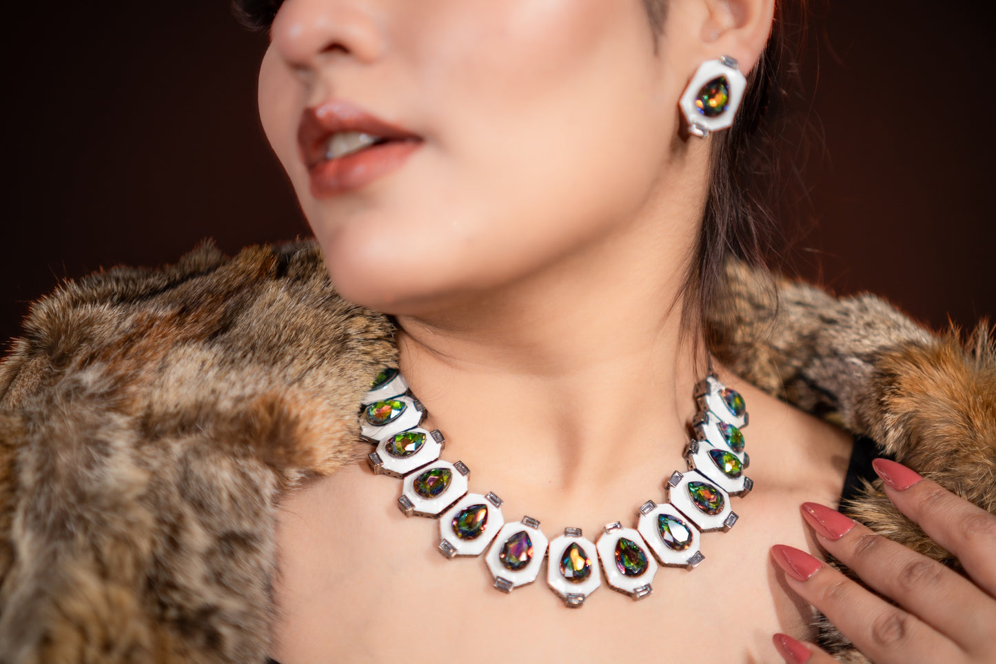 Crystal Aurora Swarovski Stones Necklace