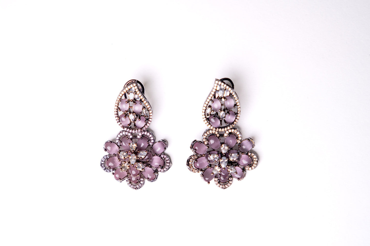 Turkish Pink Stone with American Diamonds Artistic Work Necklace