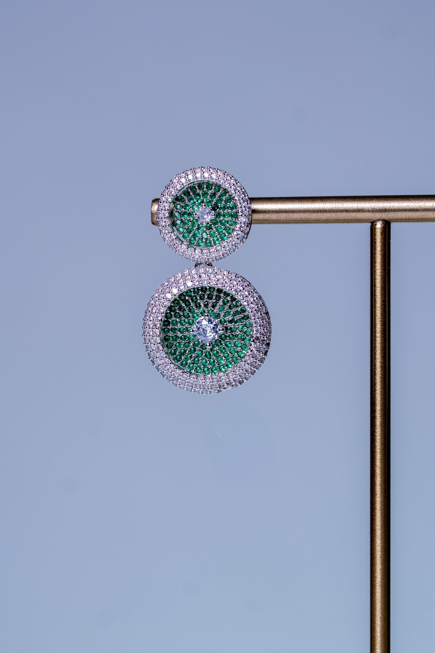 Russian Emerald Green and White Cubic Zirconia Stones Necklace