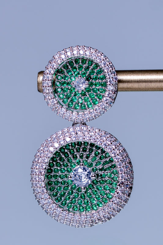 Russian Emerald Green and White Cubic Zirconia Stones Necklace