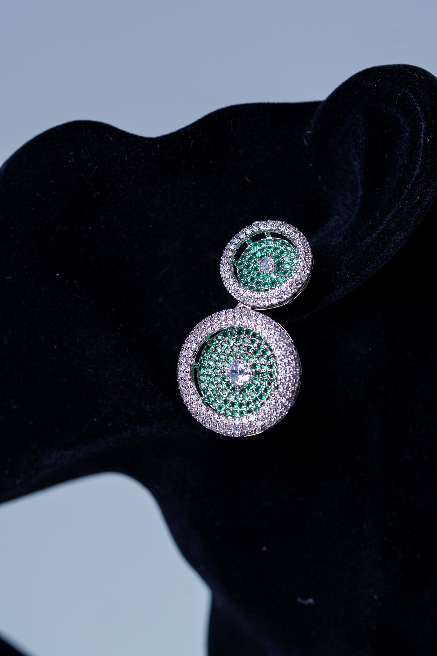 Russian Emerald Green and White Cubic Zirconia Stones Necklace