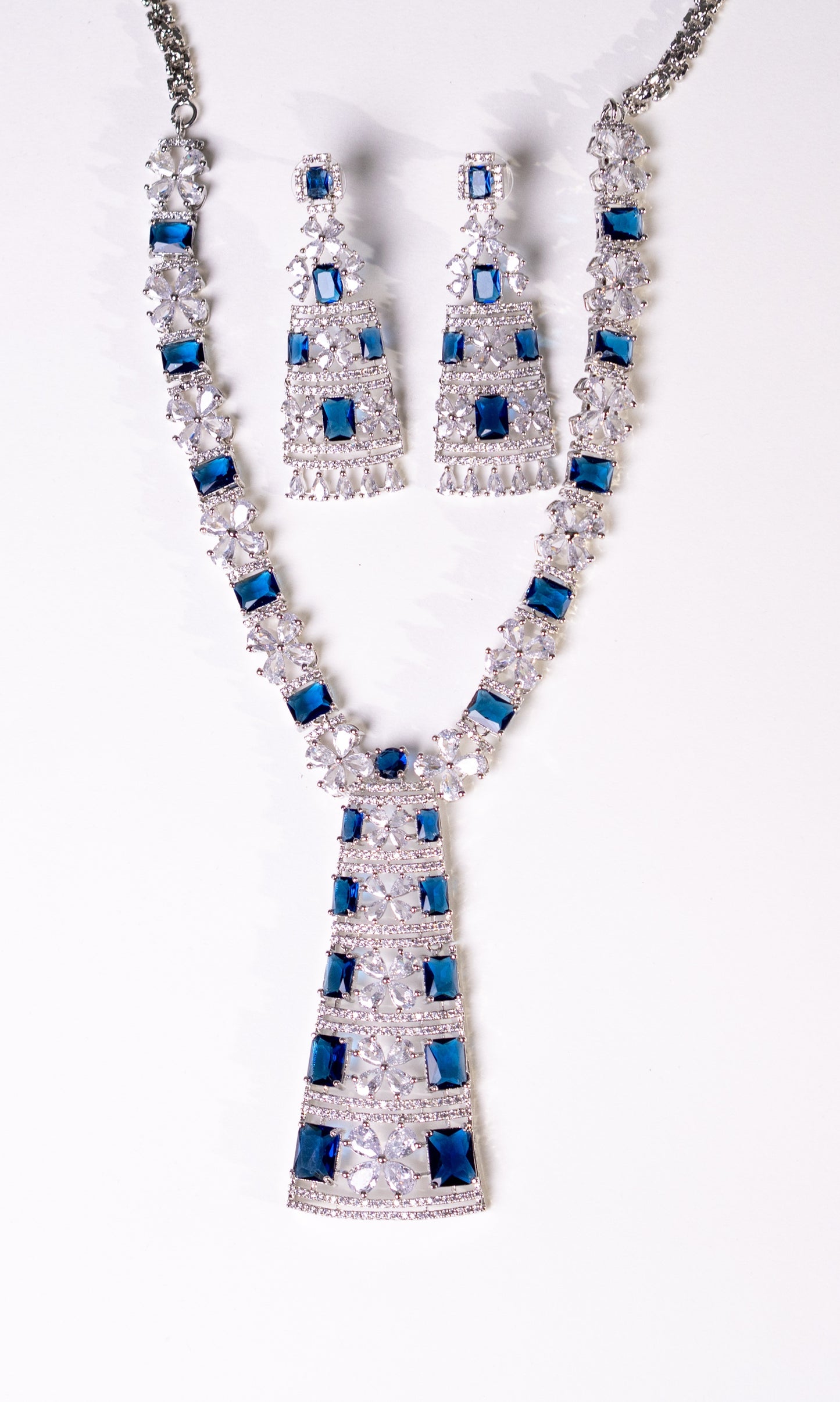 Premium Blue American Diamond Zirconia Necklace
