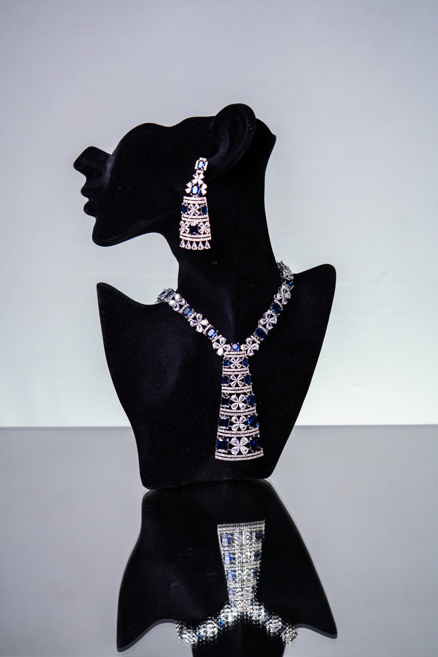 Premium Blue American Diamond Zirconia Necklace