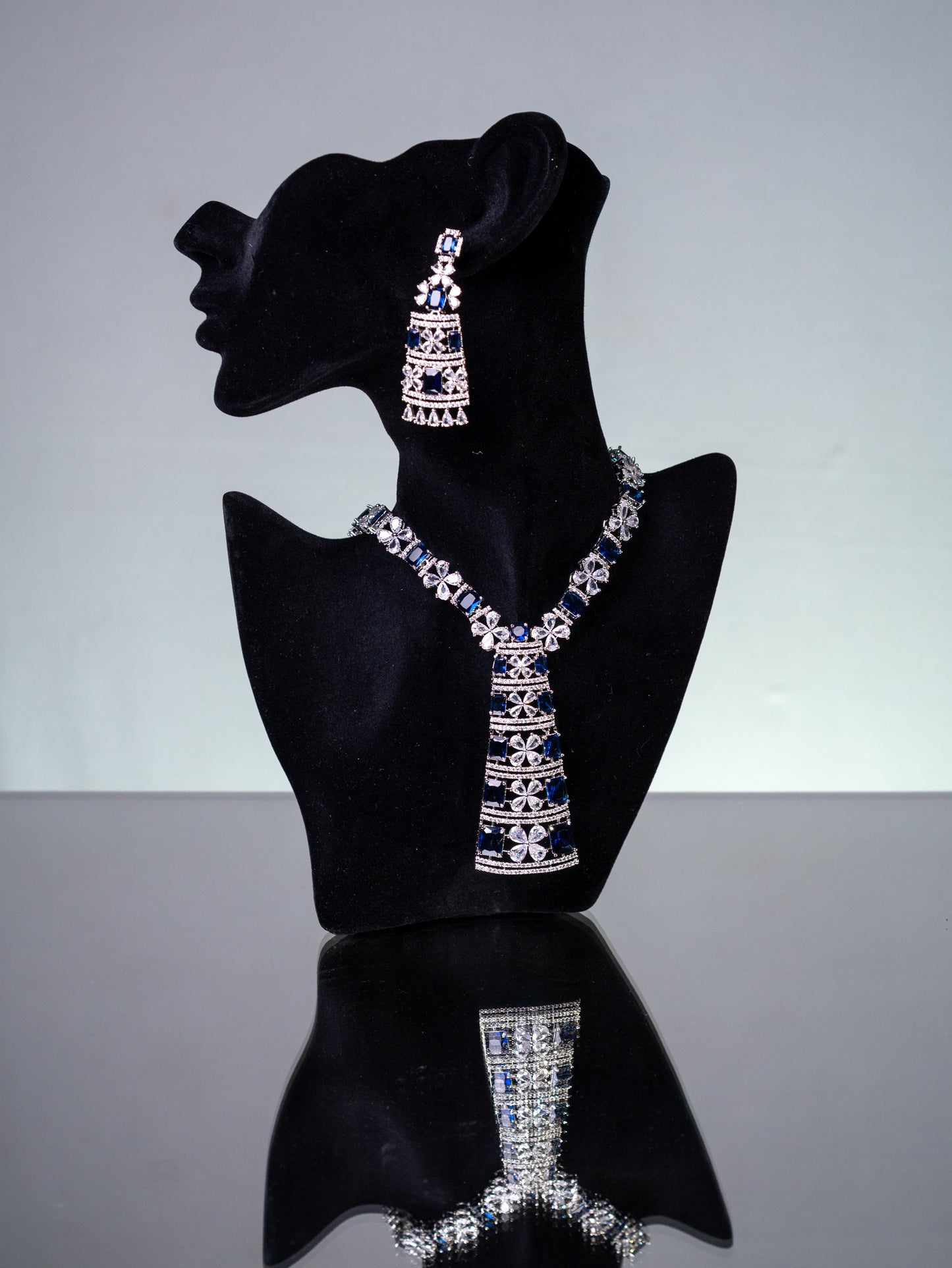 Premium Blue American Diamond Zirconia Necklace
