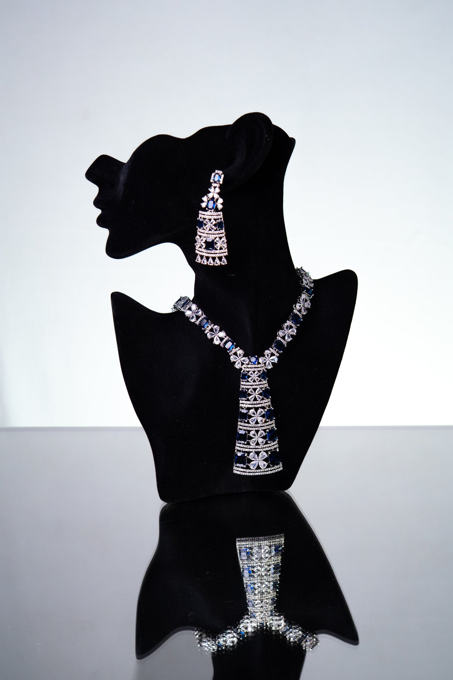 Premium Blue American Diamond Zirconia Necklace