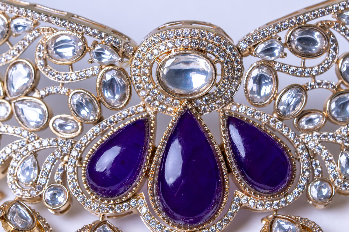 Purple Stone and Moissanite Kundan Choker Necklace