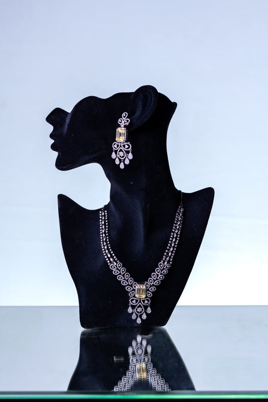 Yellow Sapphire American Diamonds Antique Necklace