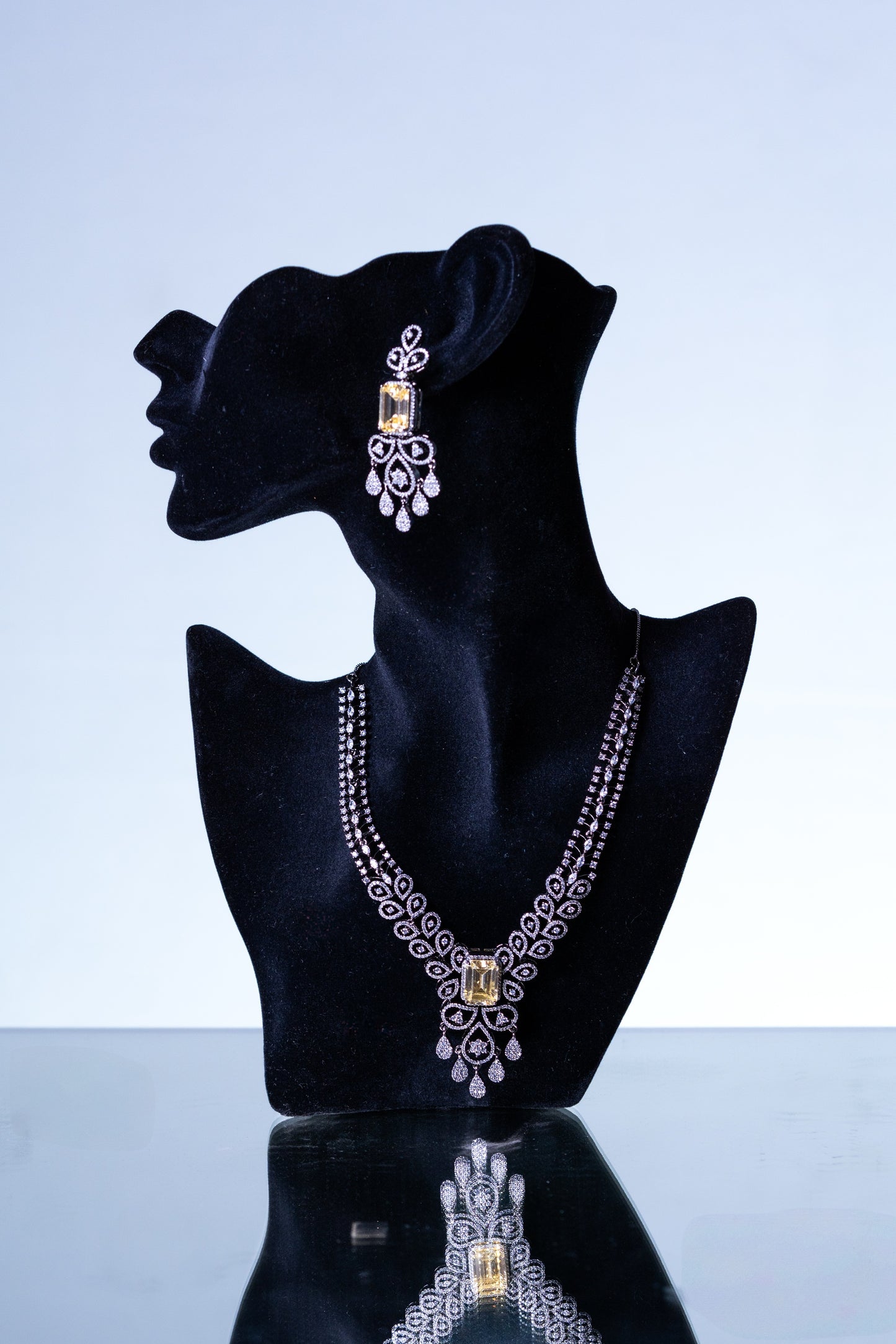 Yellow Sapphire American Diamonds Antique Necklace