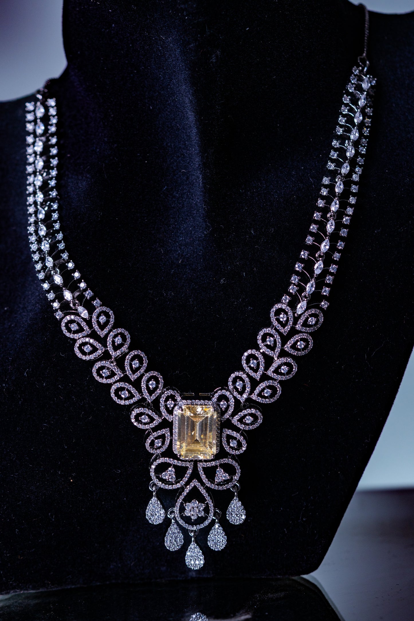 Yellow Sapphire American Diamonds Antique Necklace