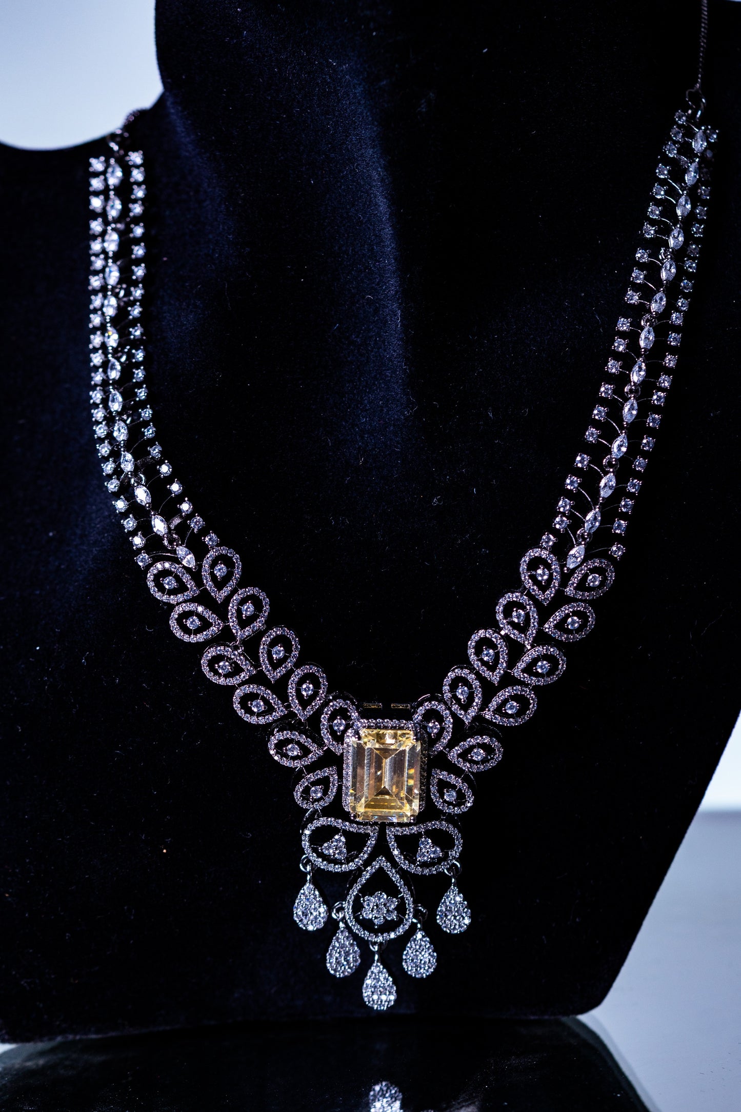 Yellow Sapphire American Diamonds Antique Necklace