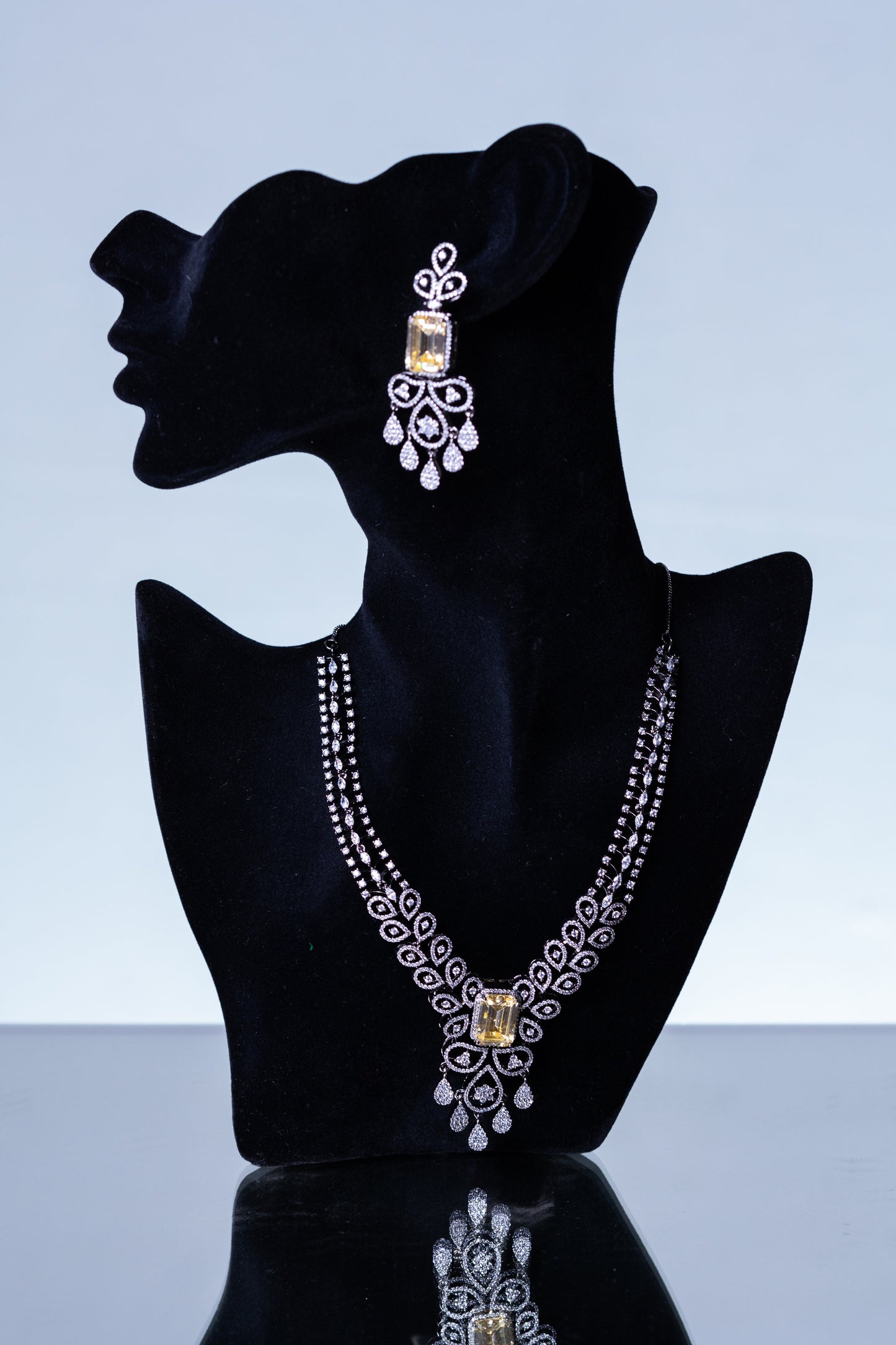 Yellow Sapphire American Diamonds Antique Necklace