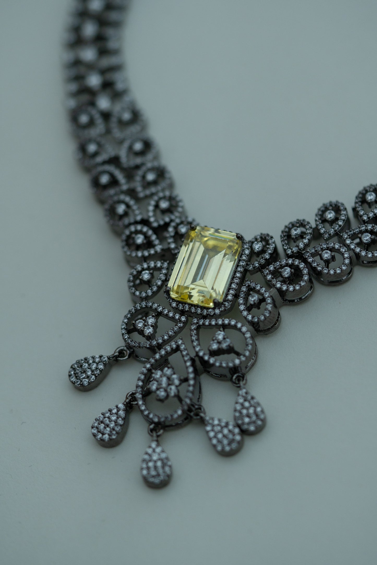 Yellow Sapphire American Diamonds Antique Necklace