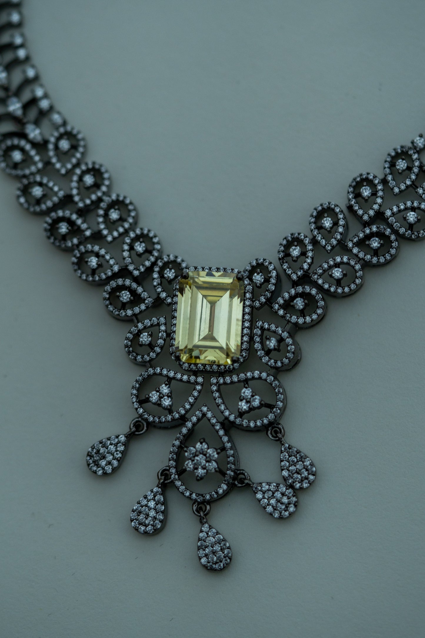 Yellow Sapphire American Diamonds Antique Necklace