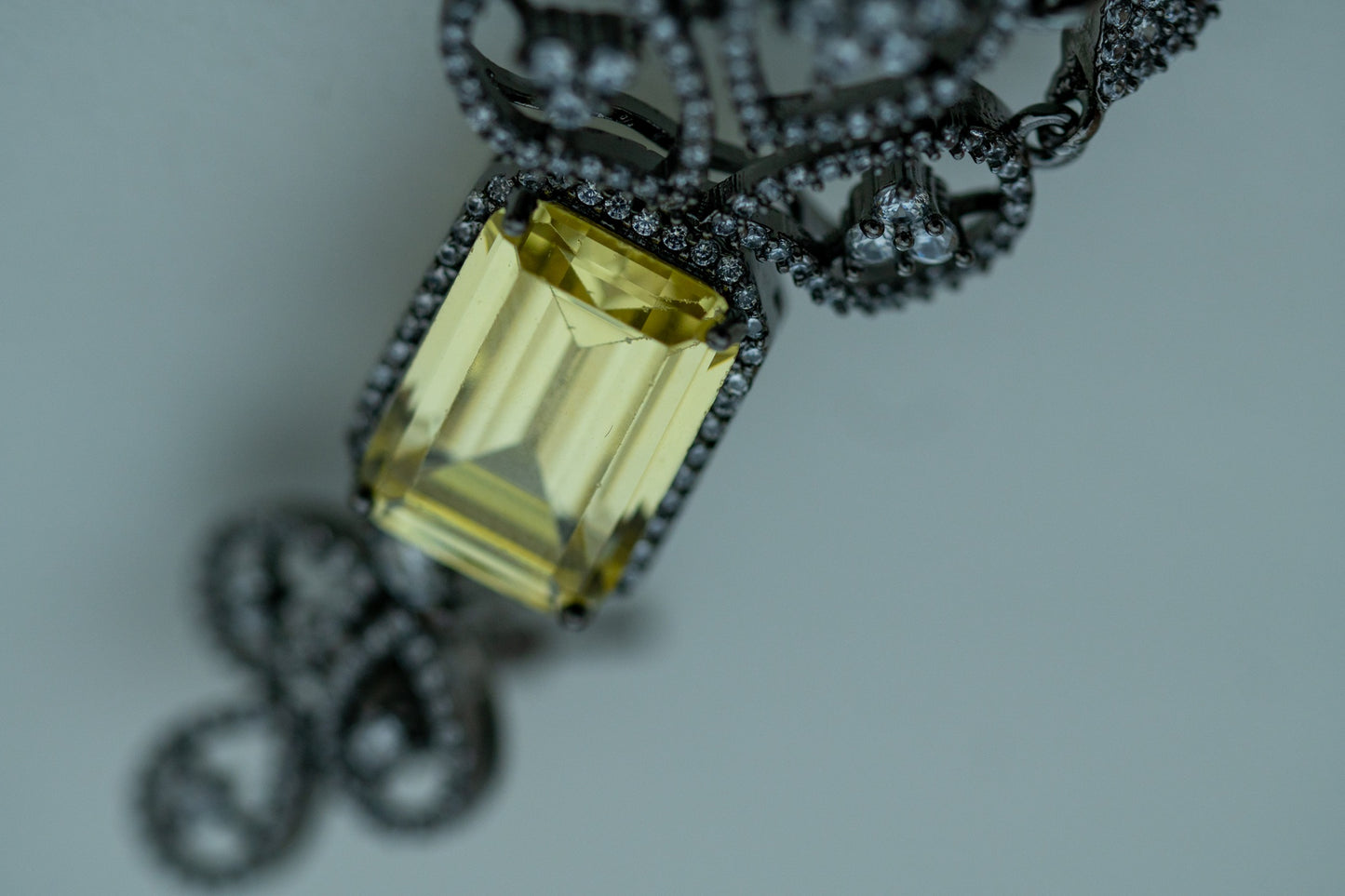 Yellow Sapphire American Diamonds Antique Necklace