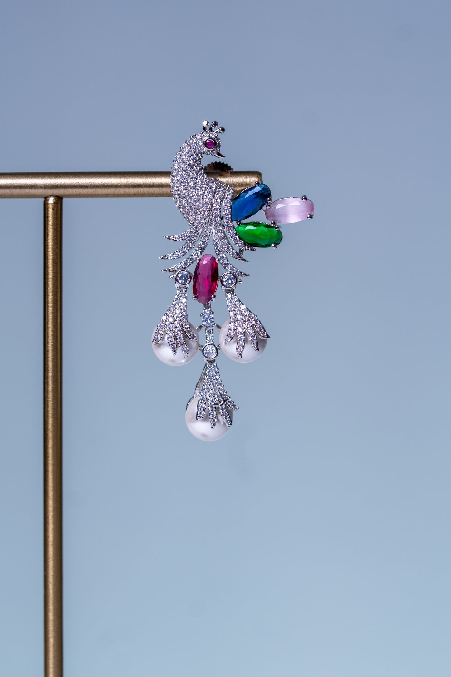 Peacock Studded with Multicolor Crystals and American Diamonds Zirconia Designer Necklace