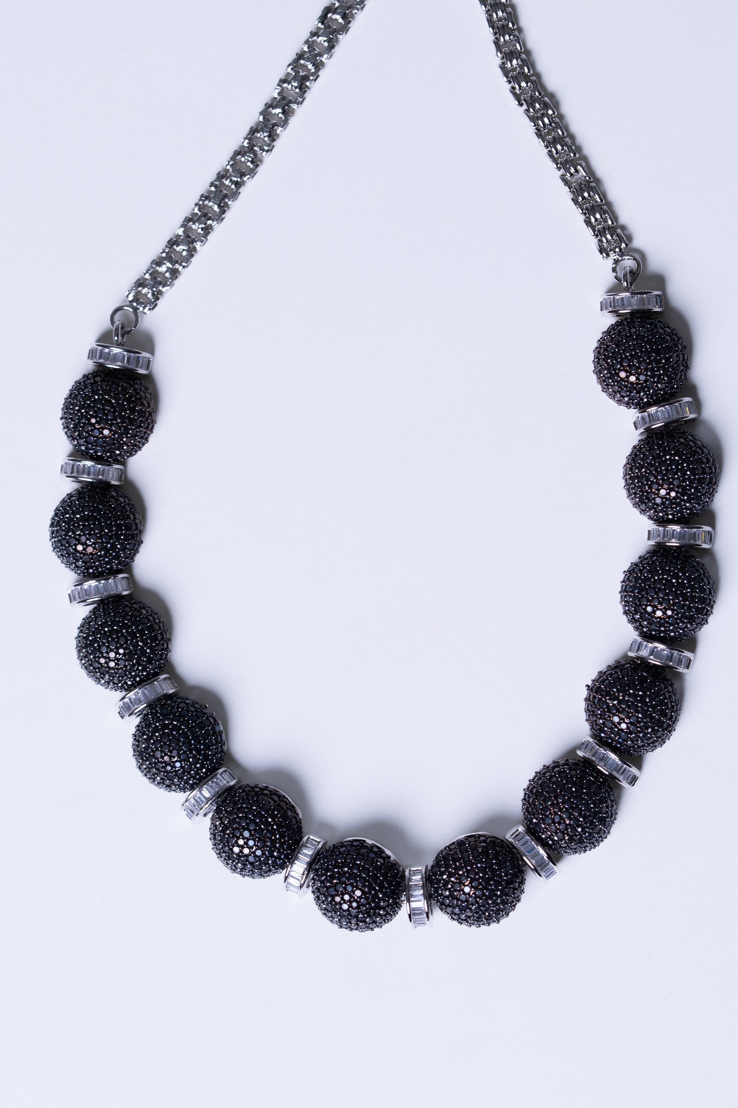 Italian Black American Diamonds Zirconia Stones Necklace