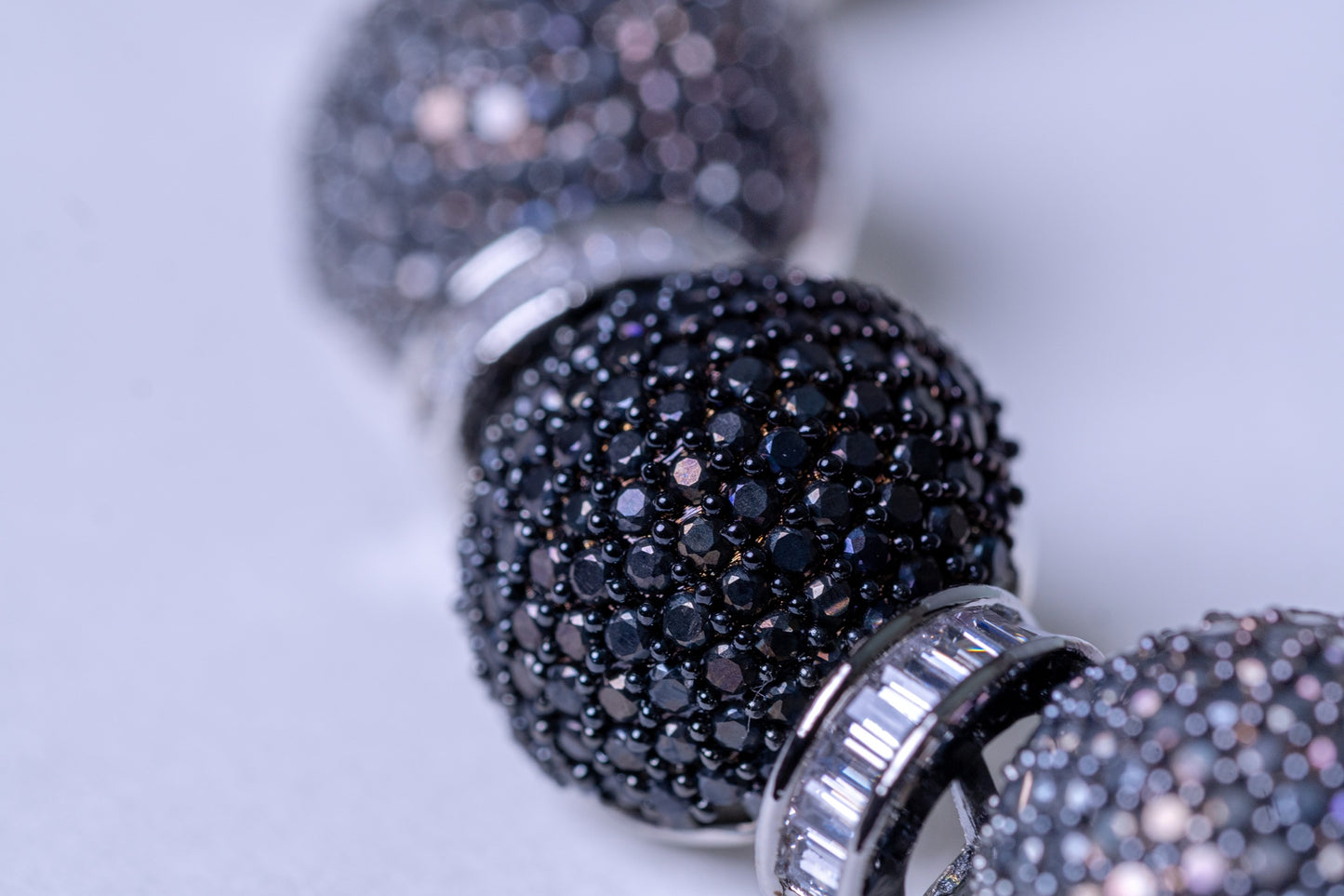 Italian Black American Diamonds Zirconia Stones Necklace