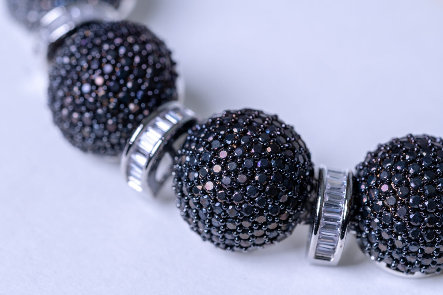 Italian Black American Diamonds Zirconia Stones Necklace