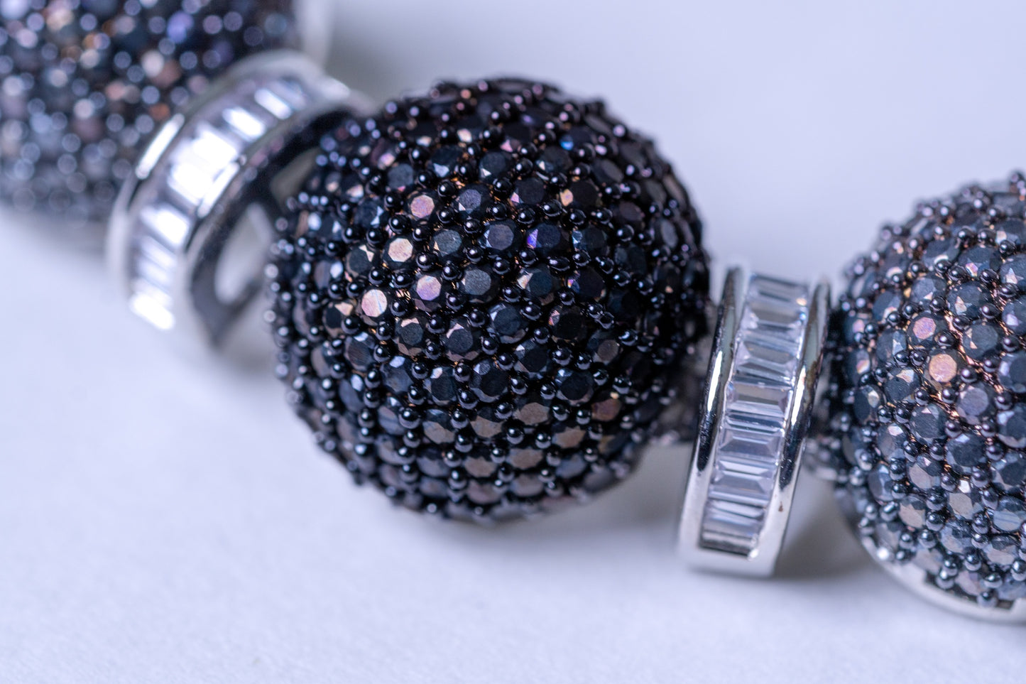 Italian Black American Diamonds Zirconia Stones Necklace