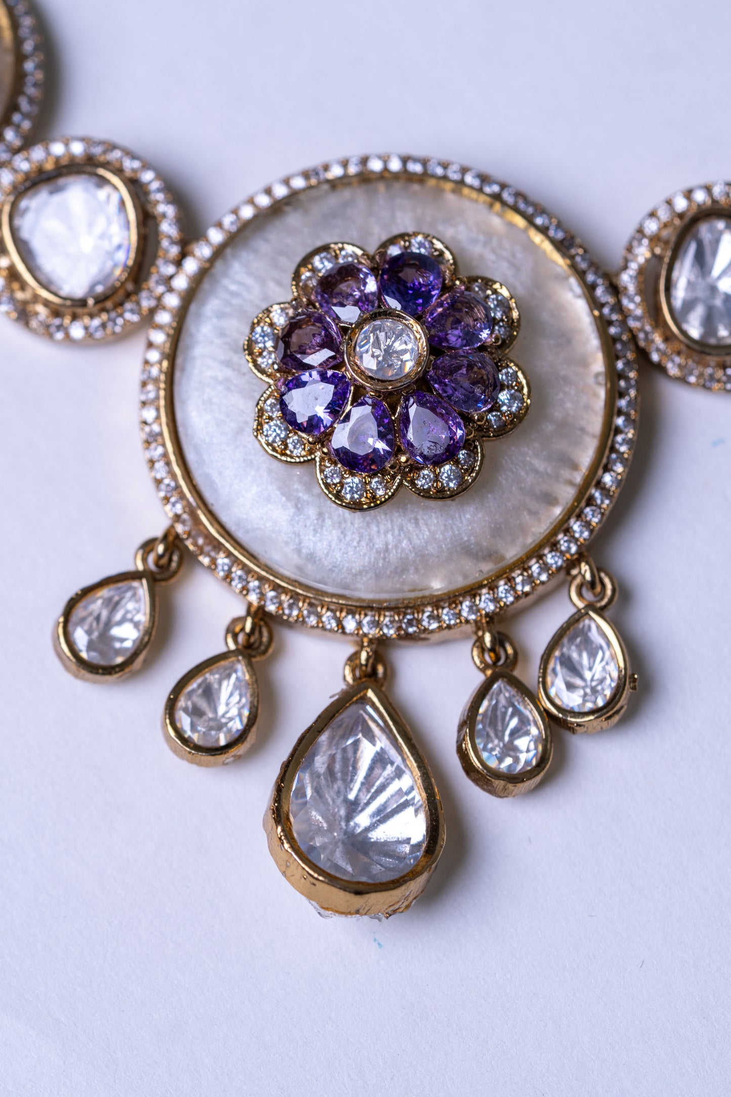 Pure Mother of Pearl and Polki Kundan Necklace