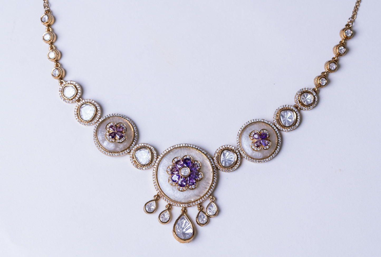 Pure Mother of Pearl and Polki Kundan Necklace