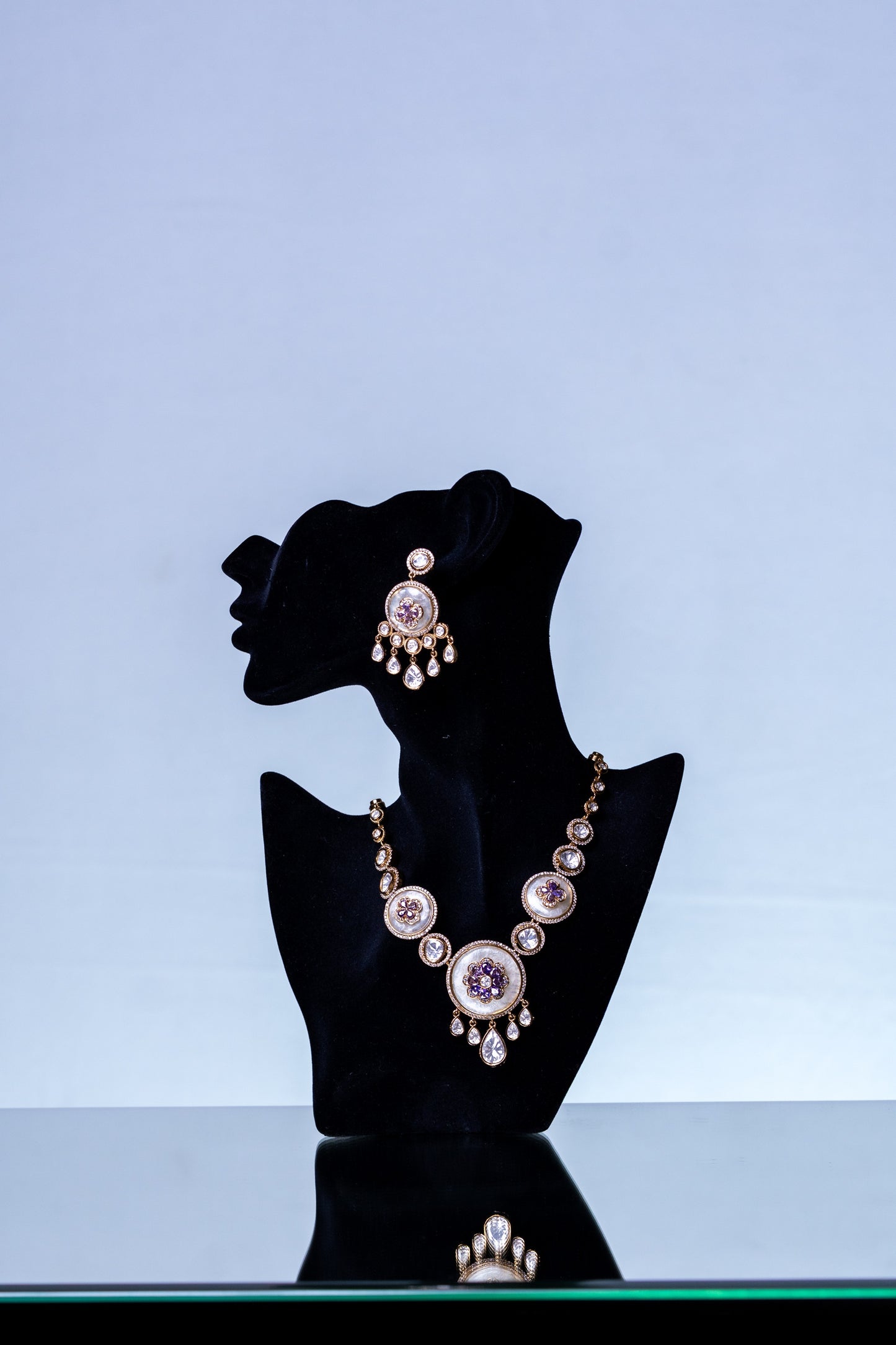 Pure Mother of Pearl and Polki Kundan Necklace