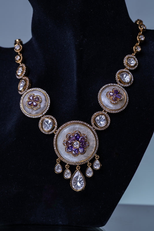 Pure Mother of Pearl and Polki Kundan Necklace