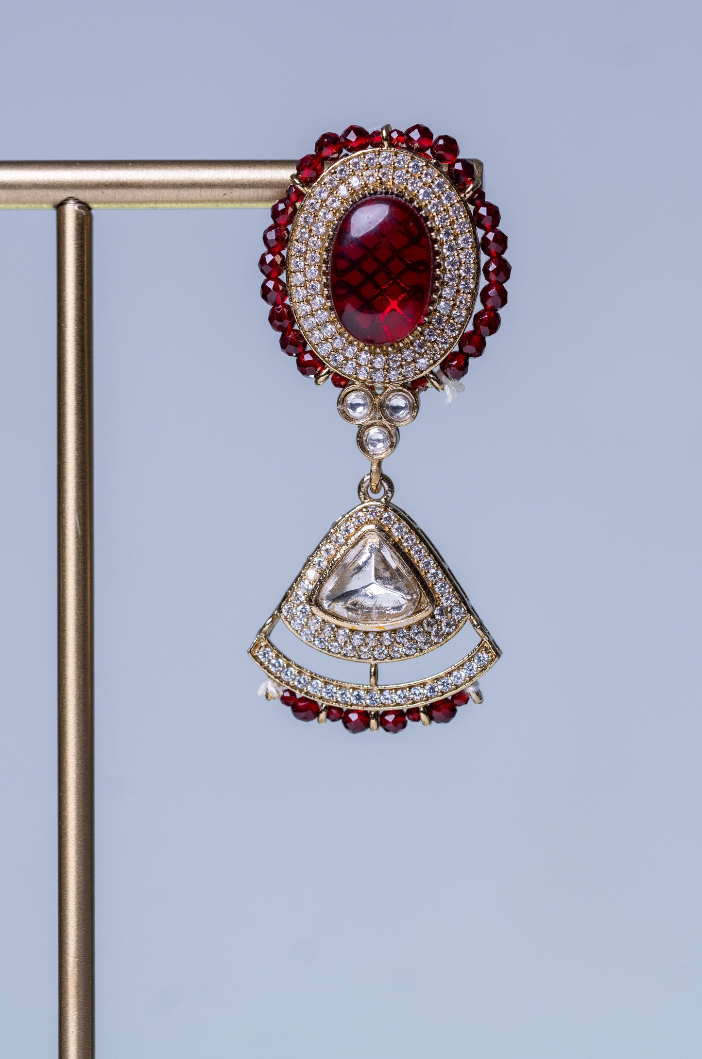 Ruby Stone Polki Moissanite and American Diamonds Zirconia Hasli Necklace