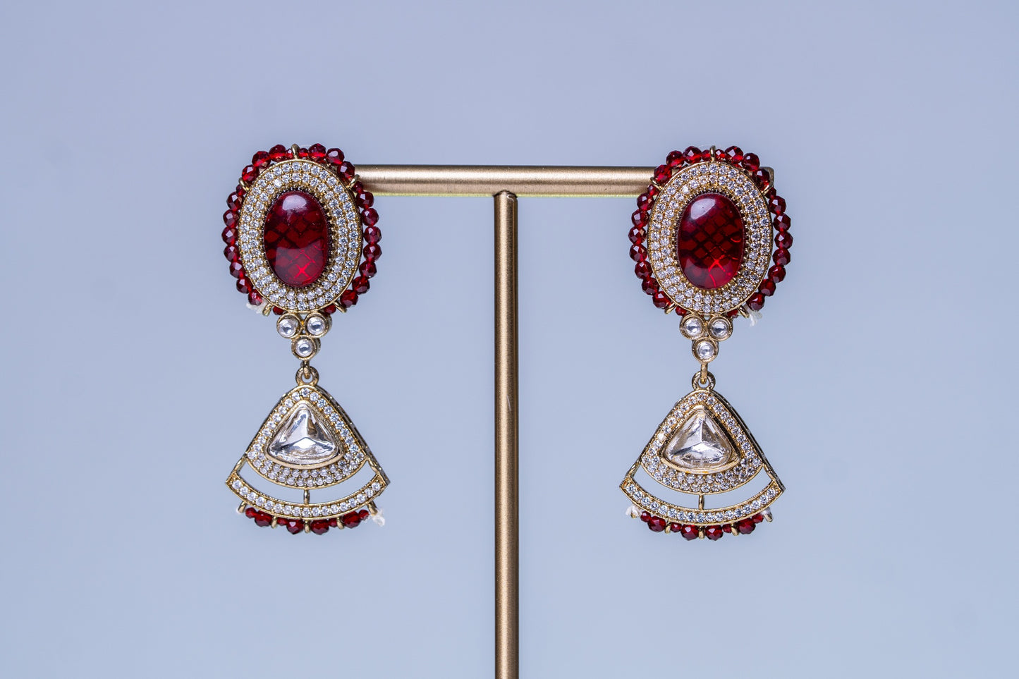 Ruby Stone Polki Moissanite and American Diamonds Zirconia Hasli Necklace