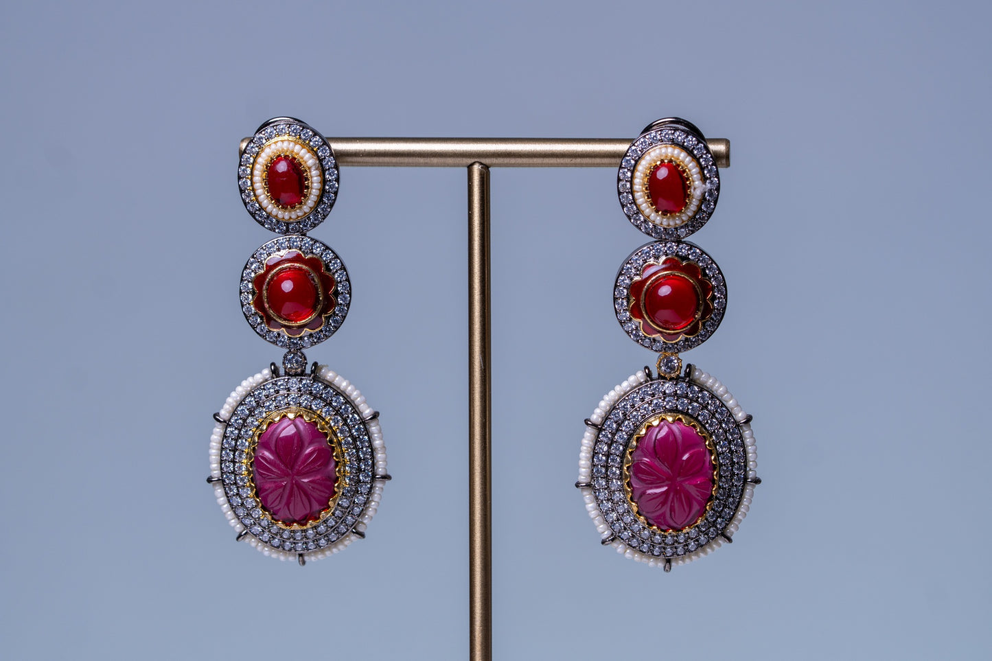 Royal Ruby Stones and American Diamonds Zirconia Designer Necklace