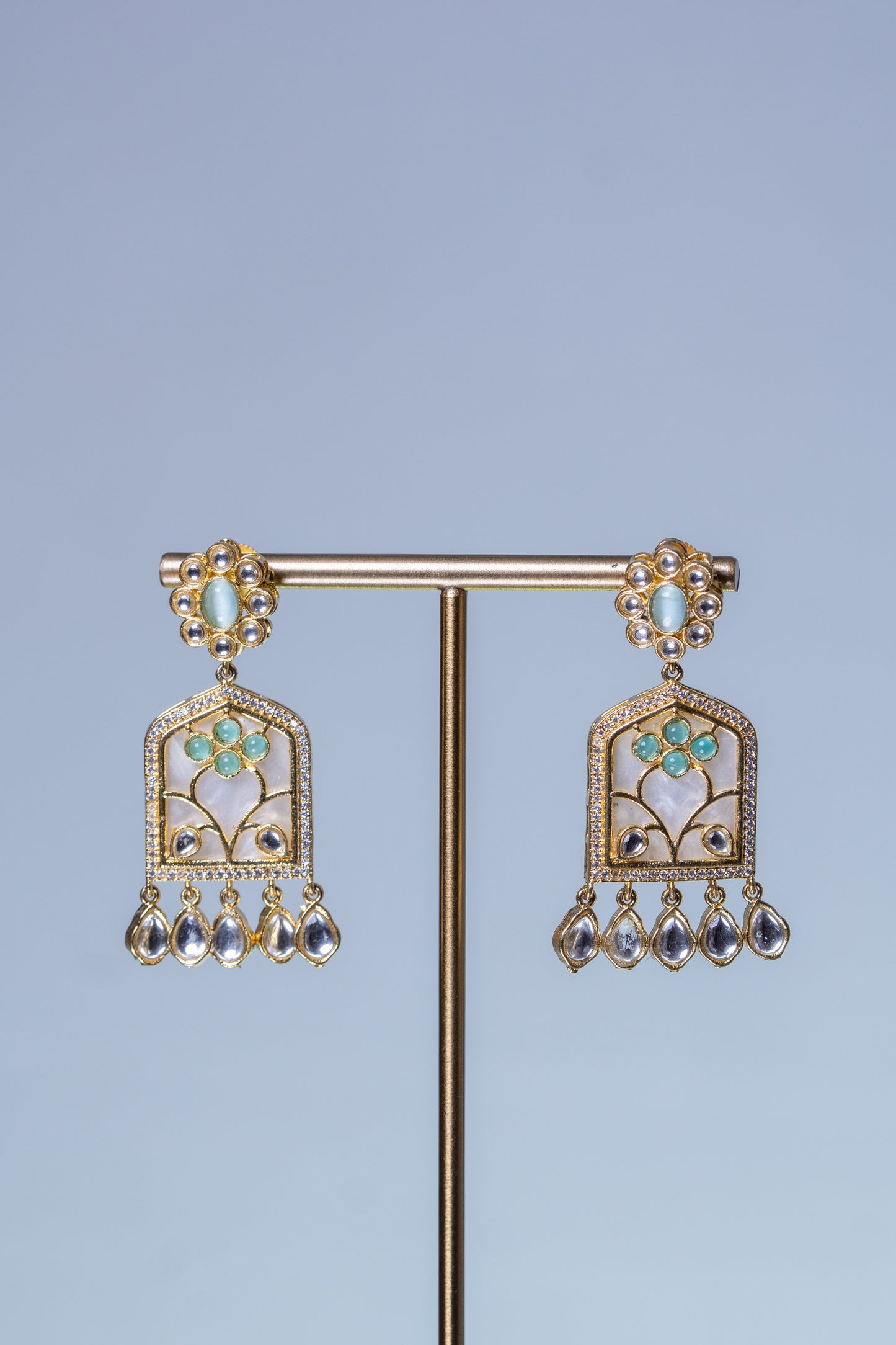 Gold Plated Mother of Pearl Kundan Polki Moissanite Necklace
