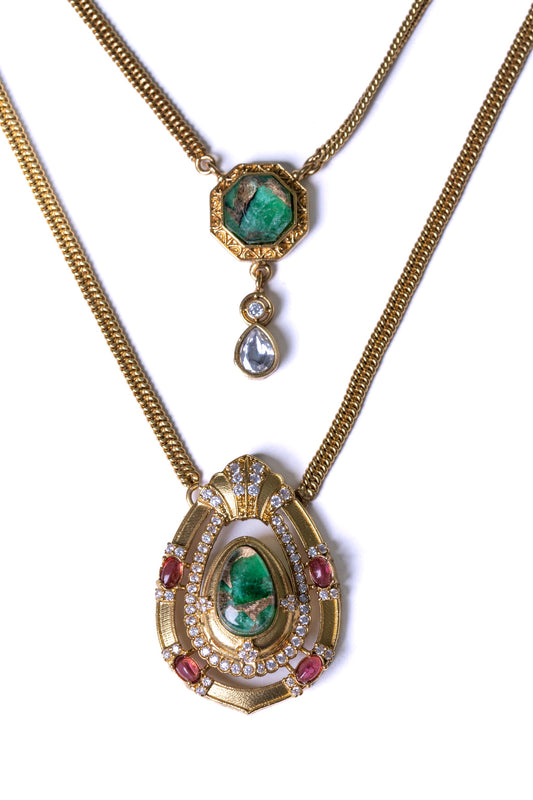 Gold Plated Double Layer Doublet Stone Designer Pendant