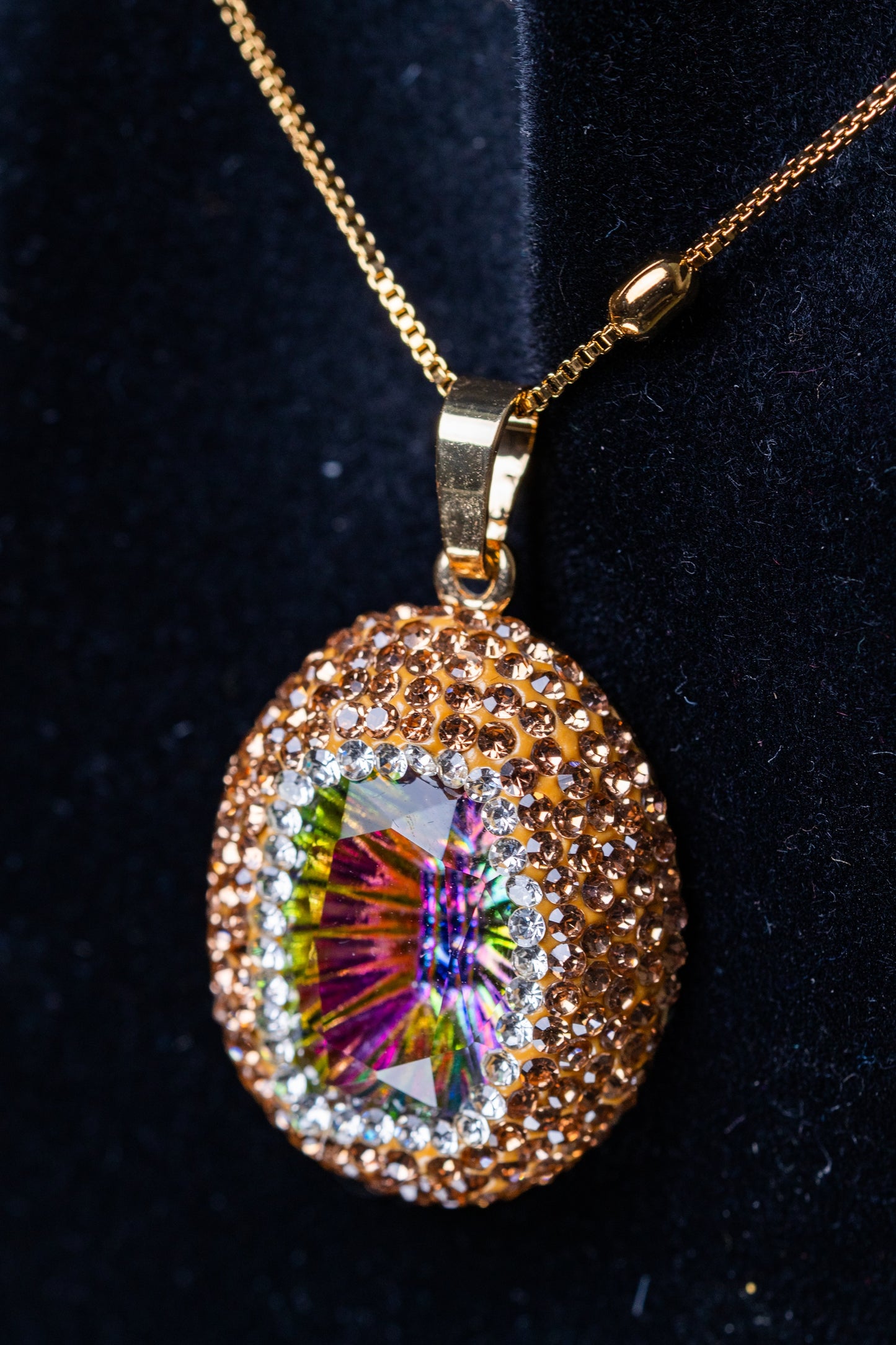 Large Mystic Topaz & American Diamonds Zirconia Pendant