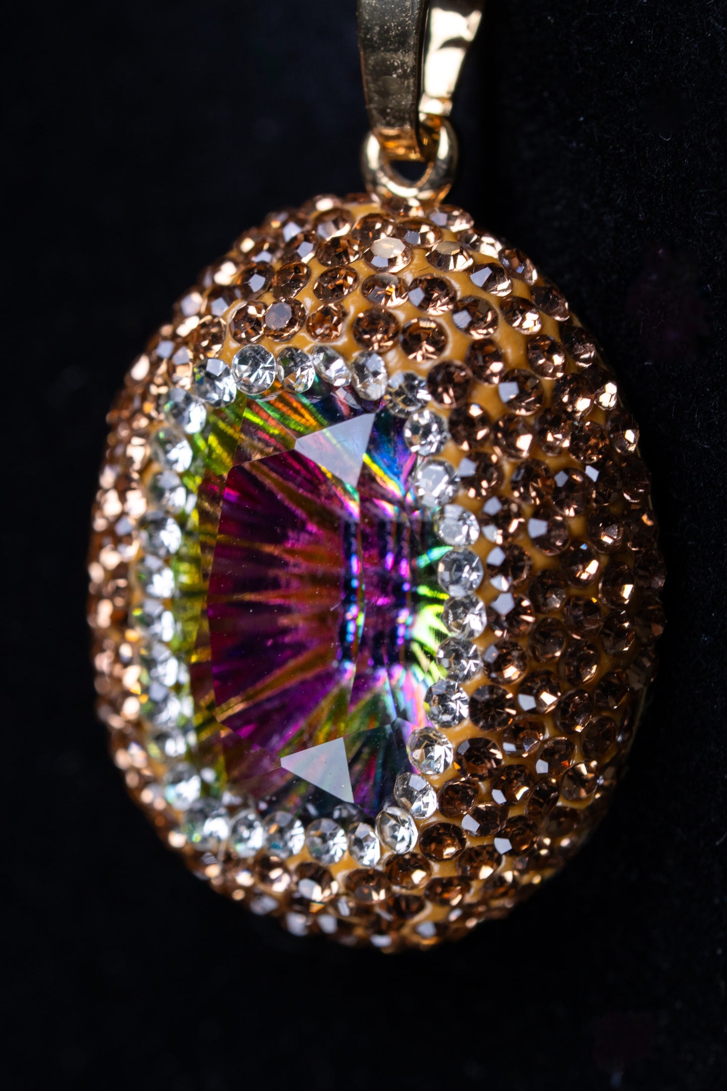 Large Mystic Topaz & American Diamonds Zirconia Pendant