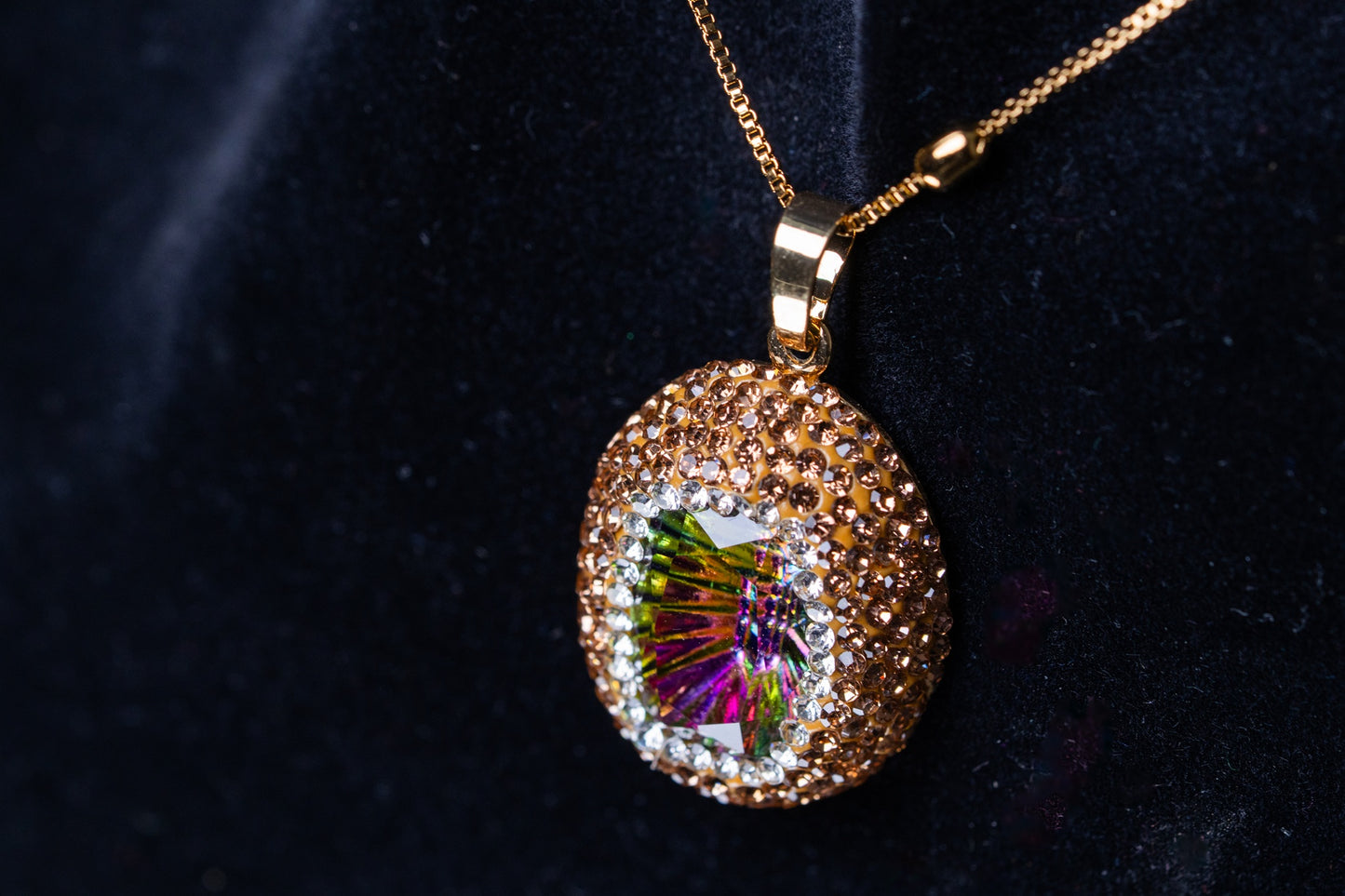 Large Mystic Topaz & American Diamonds Zirconia Pendant