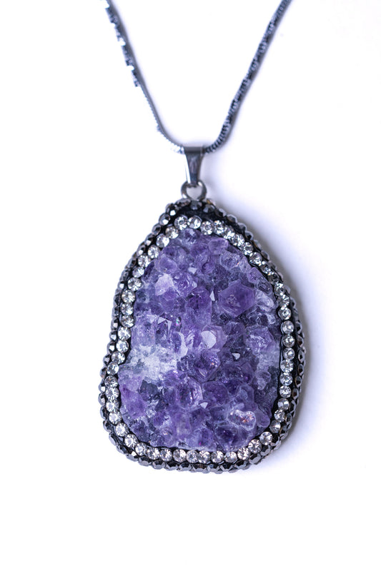 Natural Amethyst Cluster Pendant