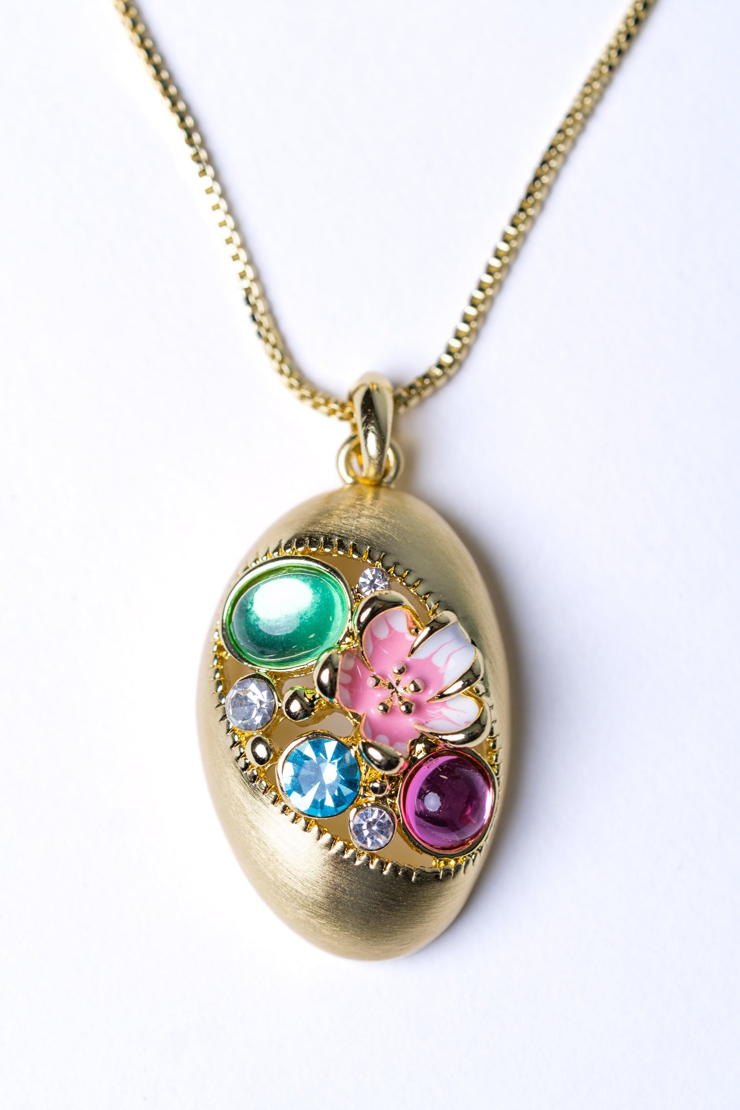 Pink Floral Australian Crystals 18KT Gold Plated Pendant