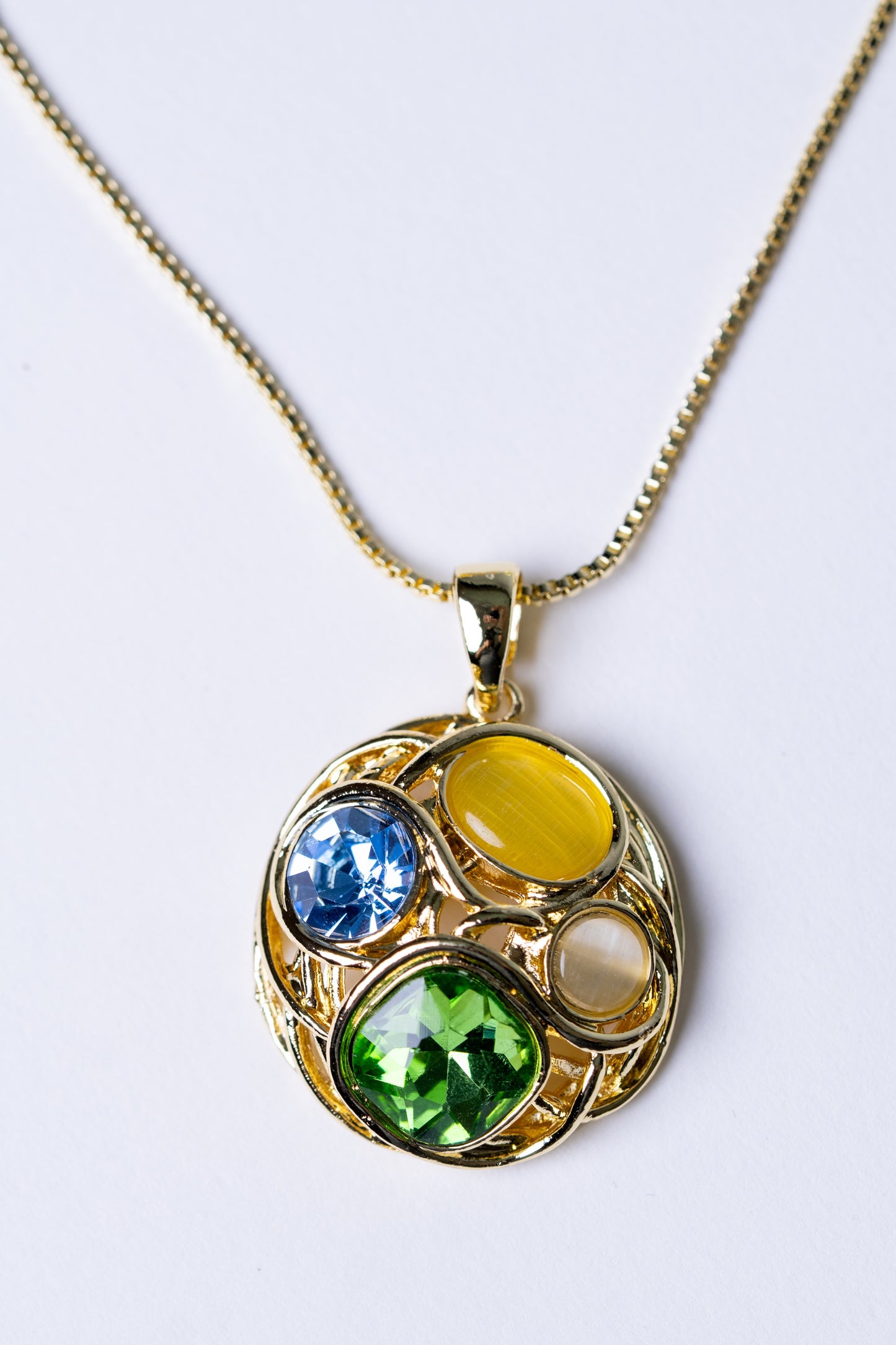Multi-Color Australian Crystals 18KT Gold Plated Pendant