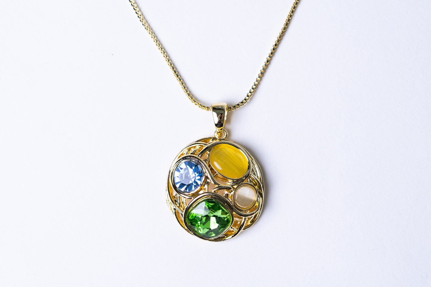 Multi-Color Australian Crystals 18KT Gold Plated Pendant