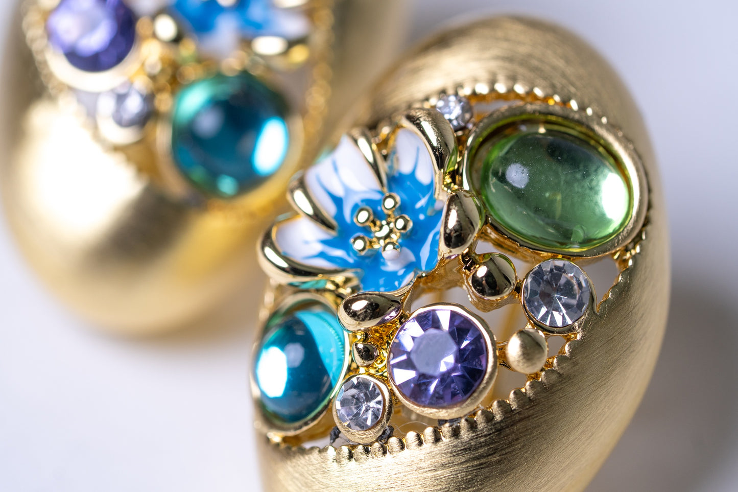 Blue Floral Australian Crystals 18KT Gold Plated Pendant