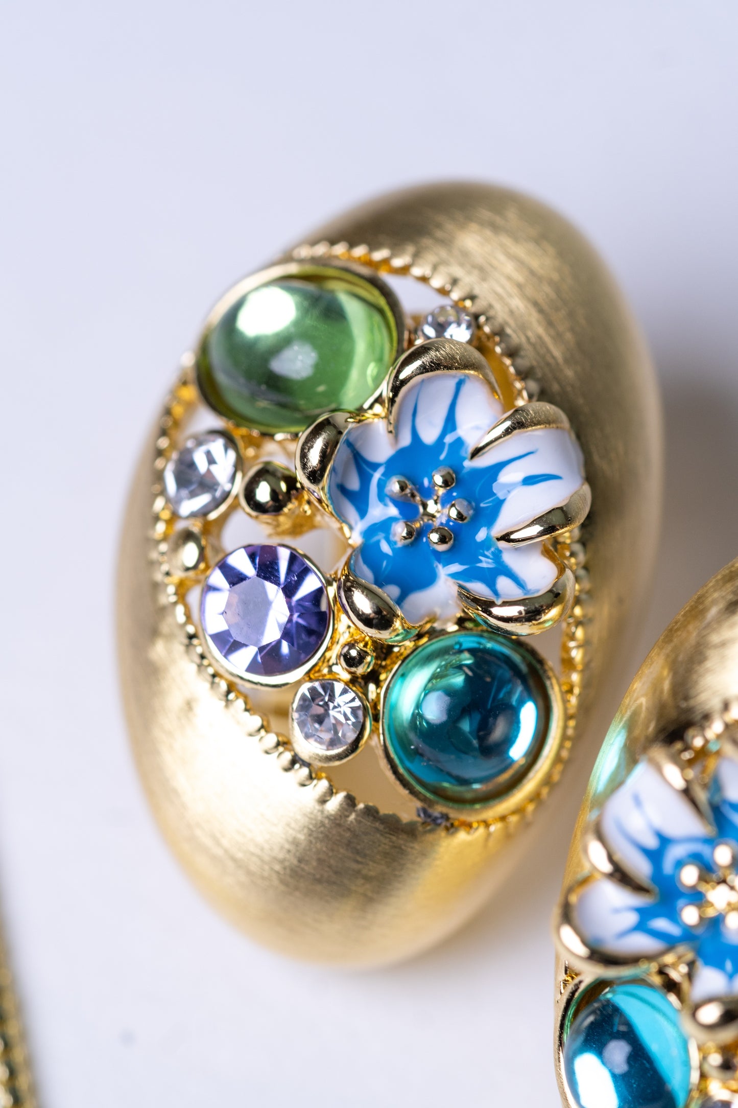 Blue Floral Australian Crystals 18KT Gold Plated Pendant