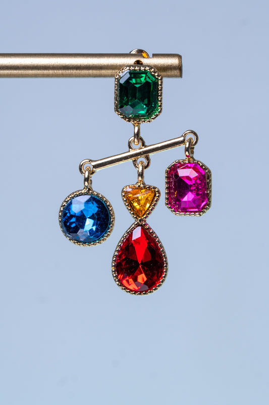 Multi-Color Tourmaline Stones Cross Earrings
