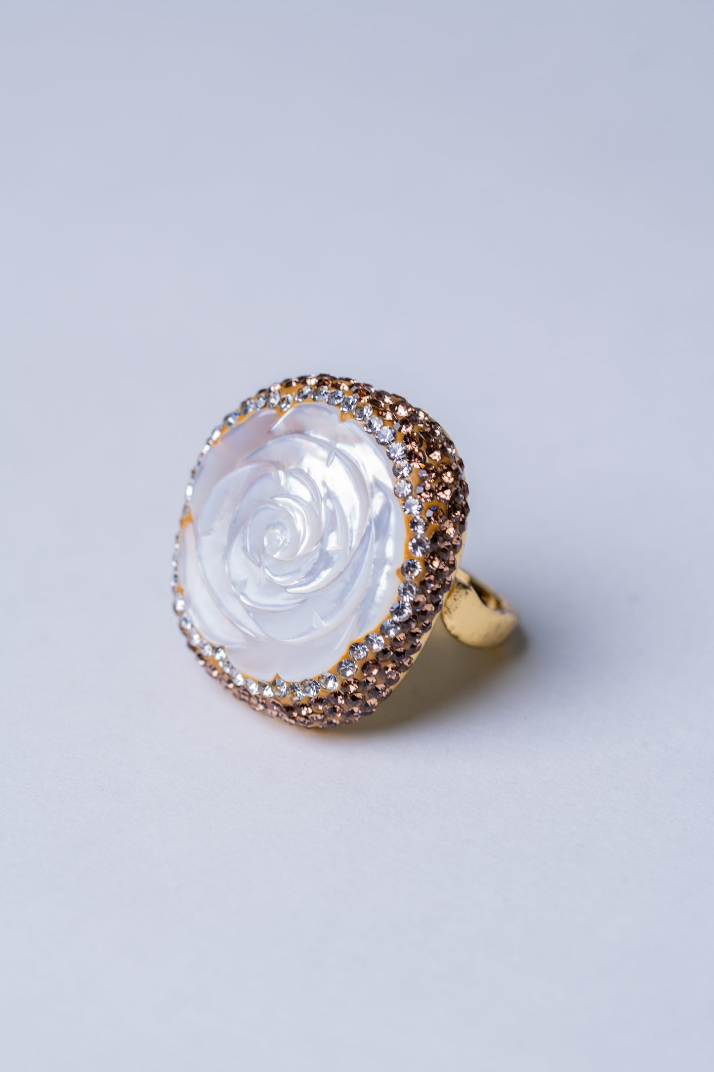 Carved Flower Baroque Pearl Ring