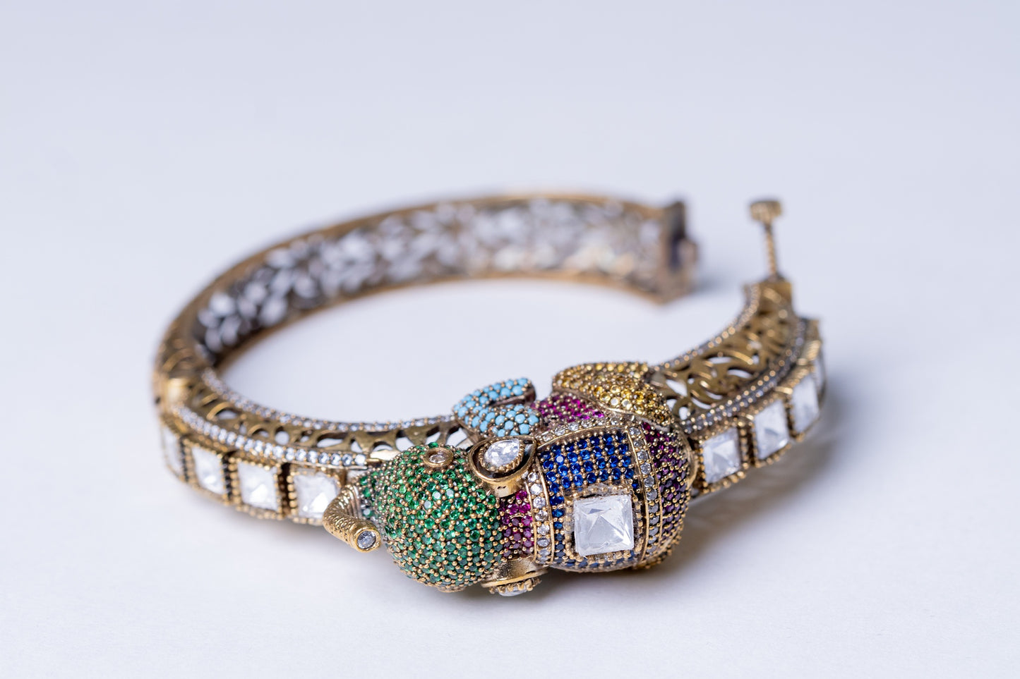 Elephant Kundan Polki Bracelet