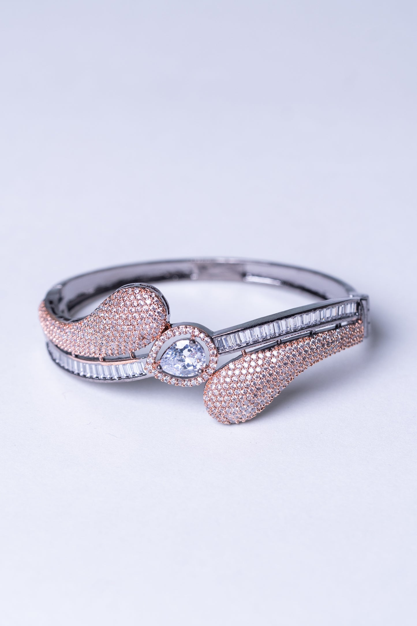 Rose Gold American Diamonds Zirconia & White Crystal Stone Bracelet