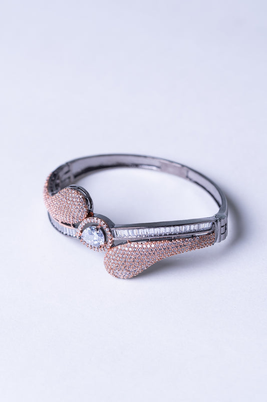 Rose Gold American Diamonds Zirconia & White Crystal Stone Bracelet