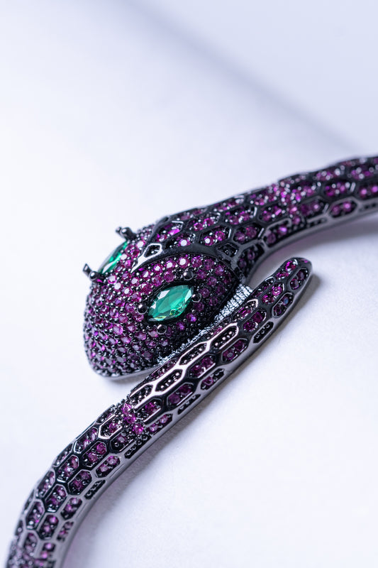 Green Emerald Studded Snake Bracelet