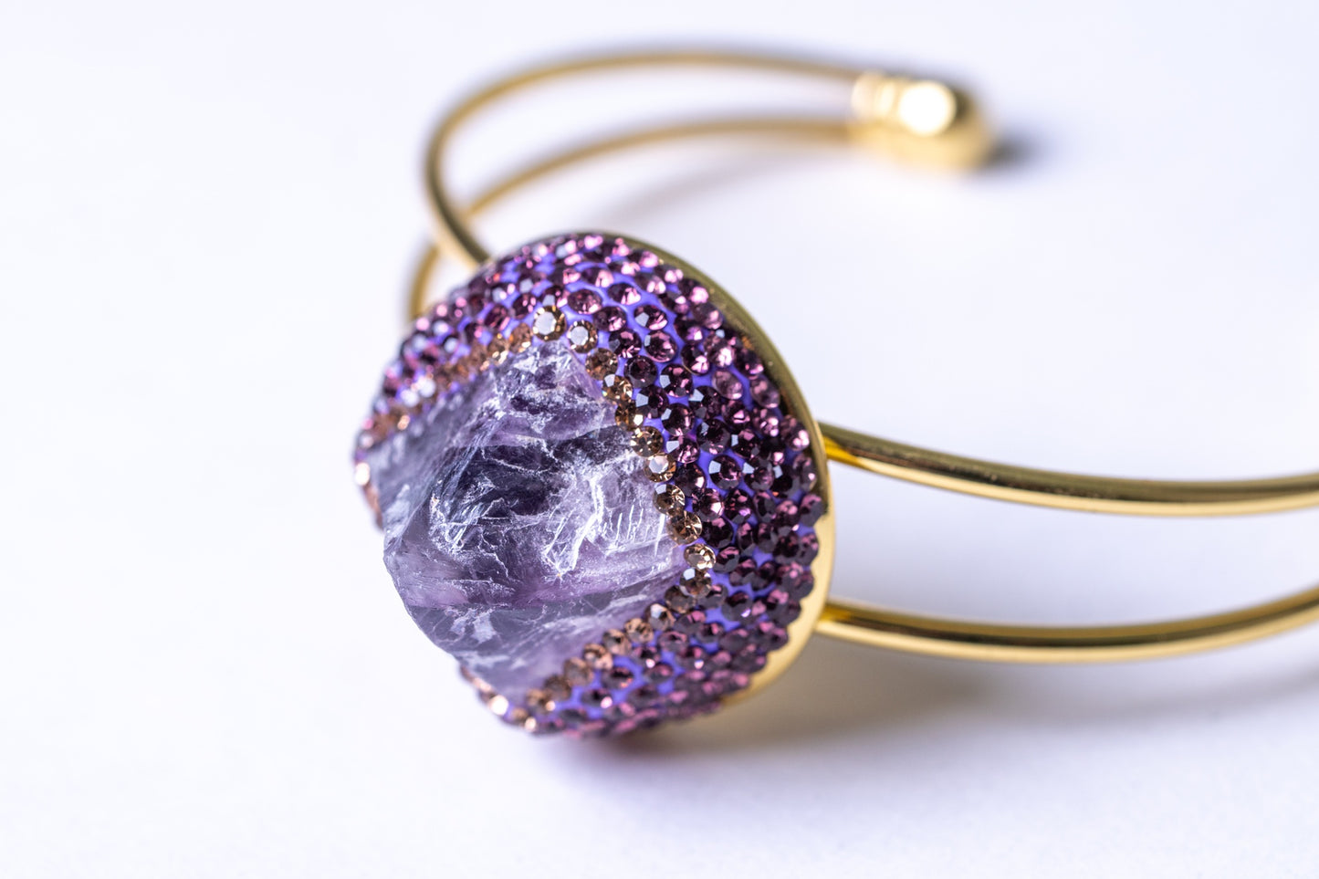 Raw Amethyst & American Diamonds Zirconia Bracelet