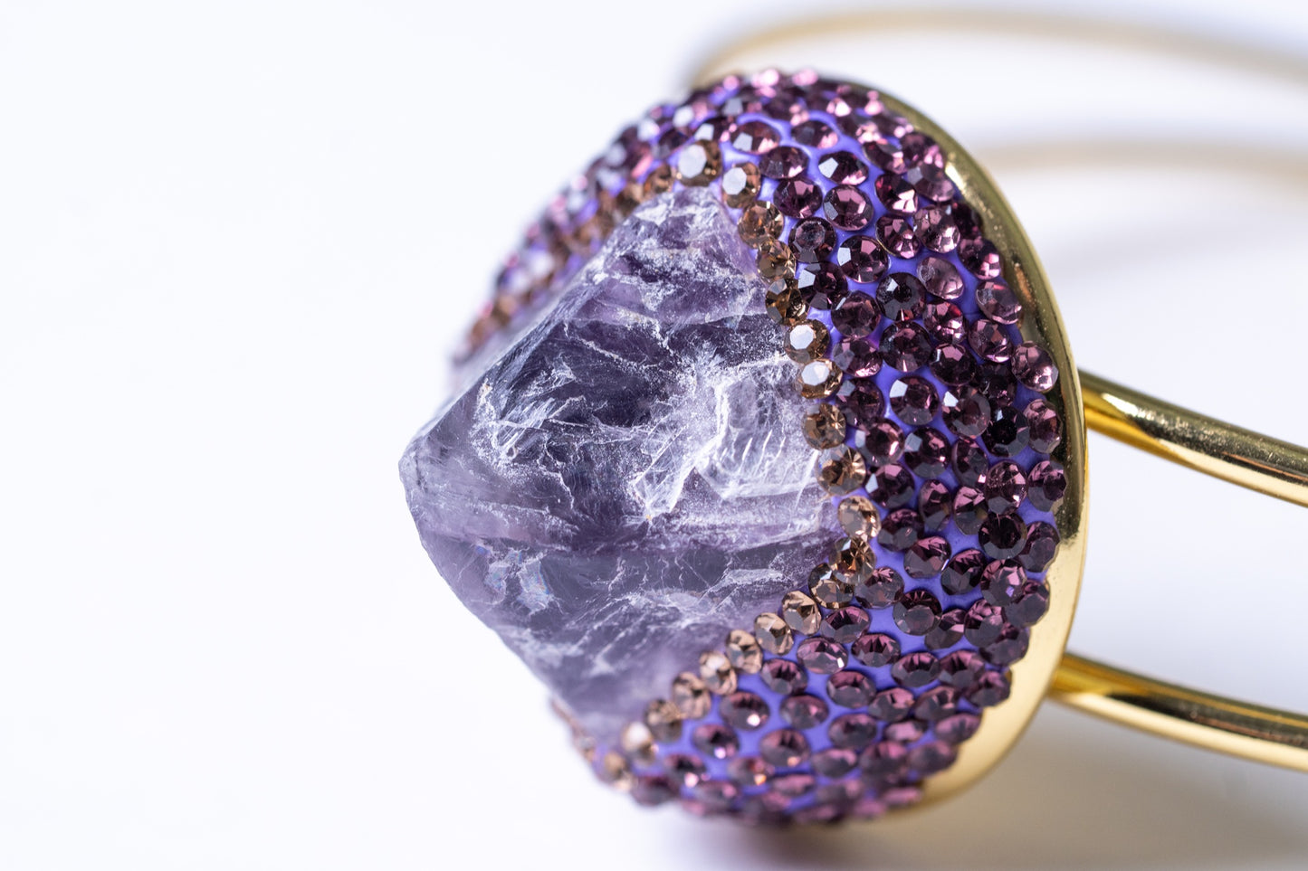 Raw Amethyst & American Diamonds Zirconia Bracelet