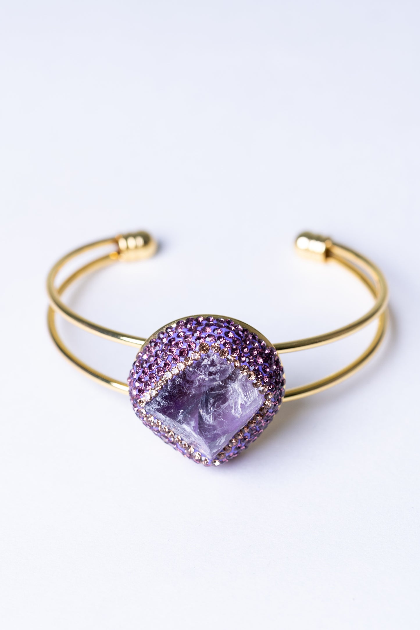Raw Amethyst & American Diamonds Zirconia Bracelet